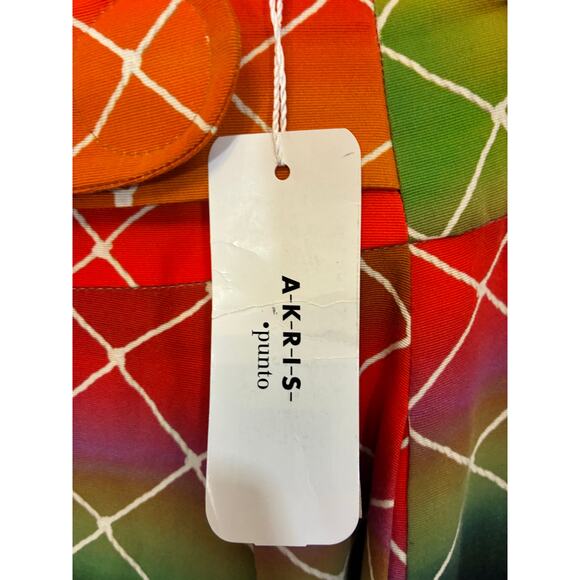 NWT Akris Punto Rainbow Skirt Bold Multicolor Net Print Statement Midi Cotton 6 - Picture 5 of 6